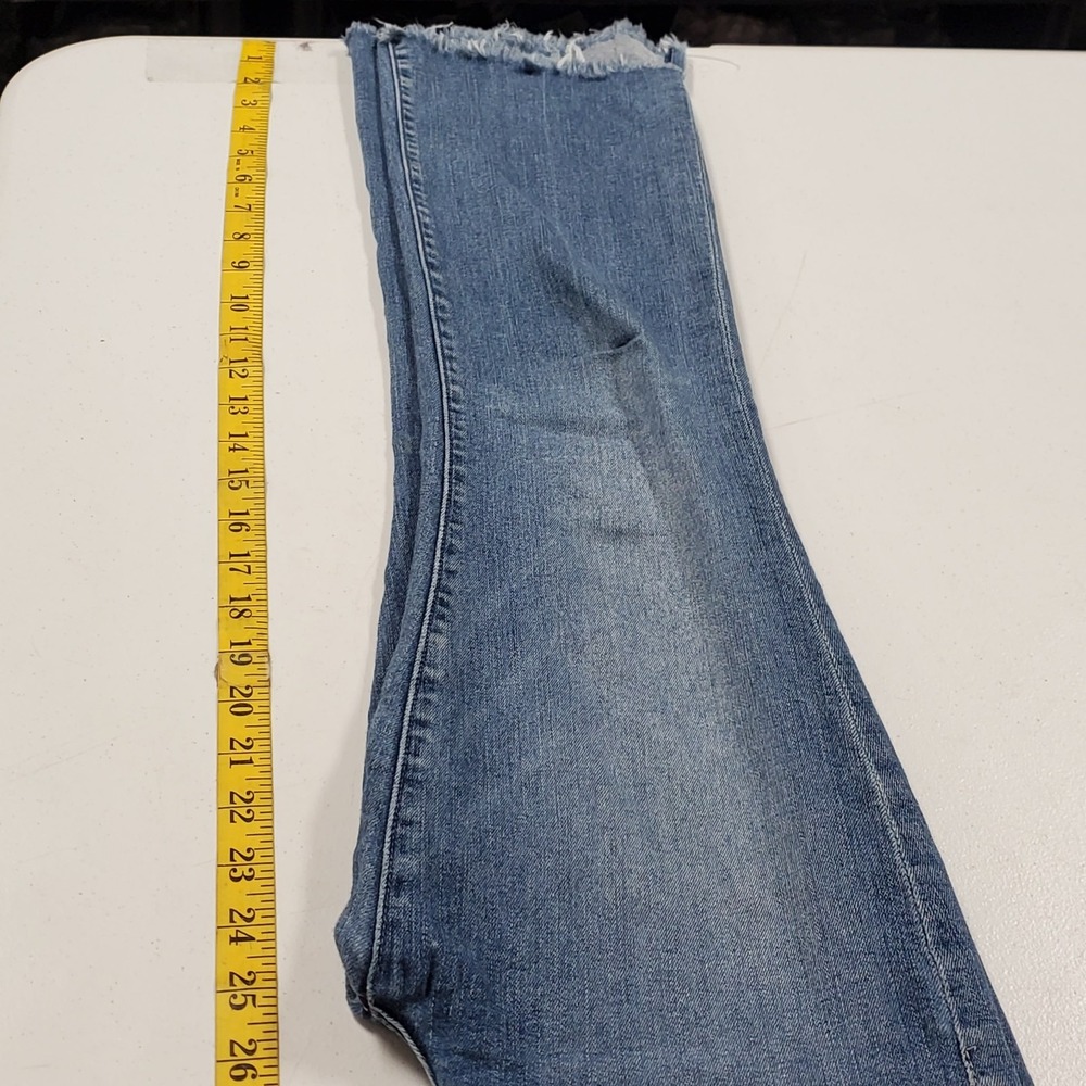 Mother Jeans Womens Insider Cropped Straight Fray Jeans Size 26 Blue Whiskered - Picture 9 of 14